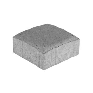 Concrete paving block with a rounded, slightly curved top and textured gray surface.