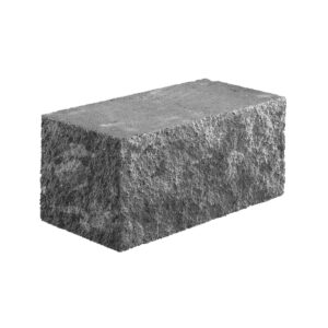 Single concrete block with rough texture on a white background (a rectangular masonry curb).